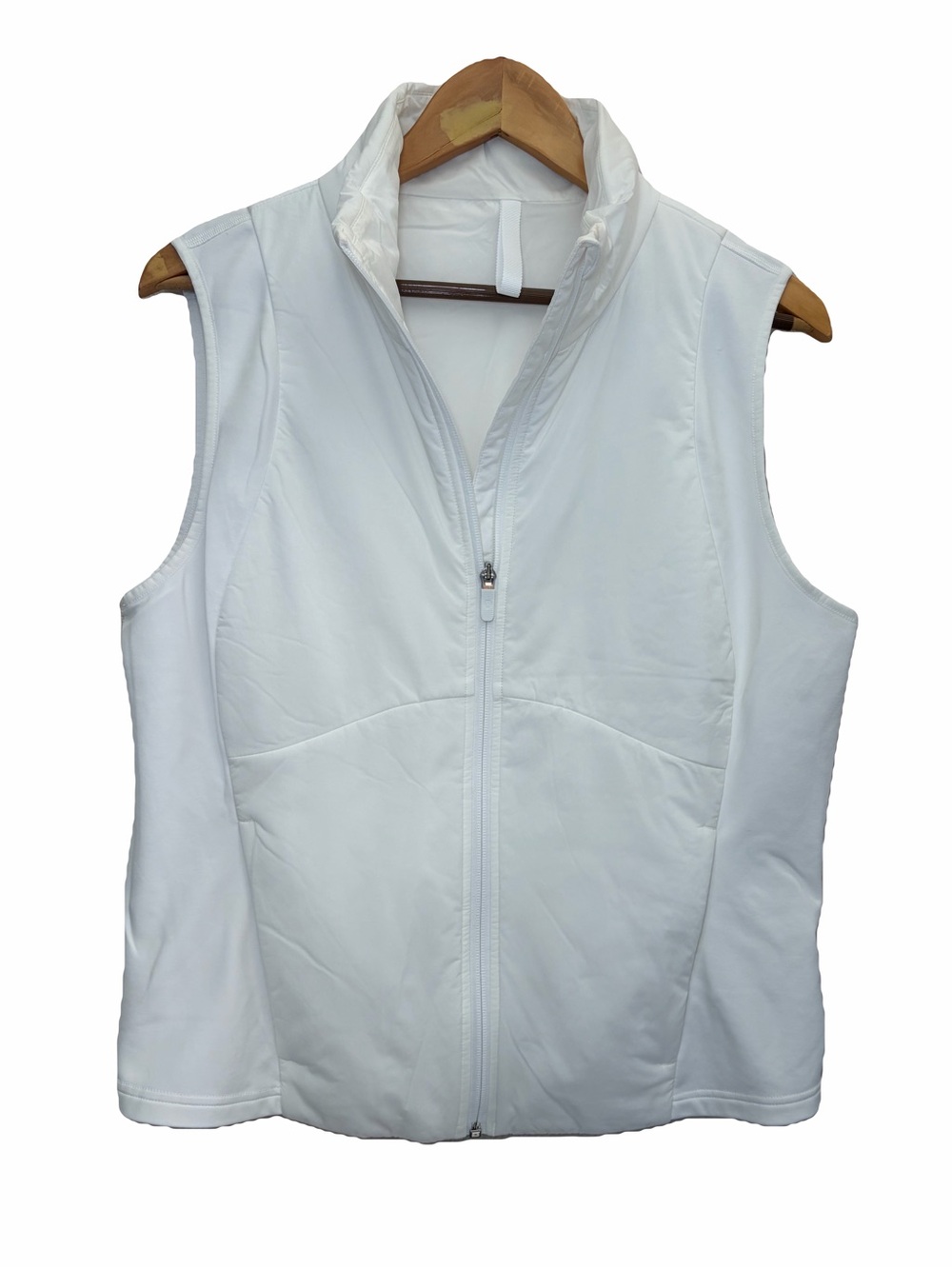 Lululemon Push Your Pace Vest White Quilted Sleeveless Zip Vest Size 14 Active